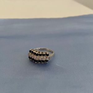 Vintage natural sapphire and white topaz cocktail ring